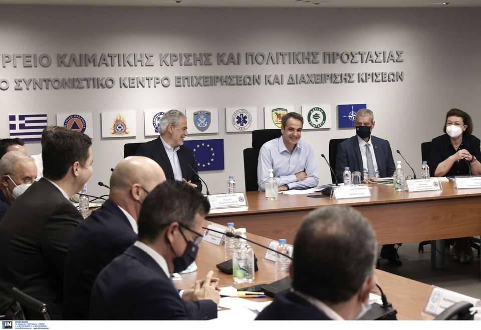 Ο Κυριάκος Μητσοτάκης στη σύσκεψη στο υπουργείο Πολιτικής Κρίσης για την αντιπυρική περίοδο / Φωτογραφία: Intimenews/ΛΙΑΚΟΣ ΓΙΑΝΝΗΣ
