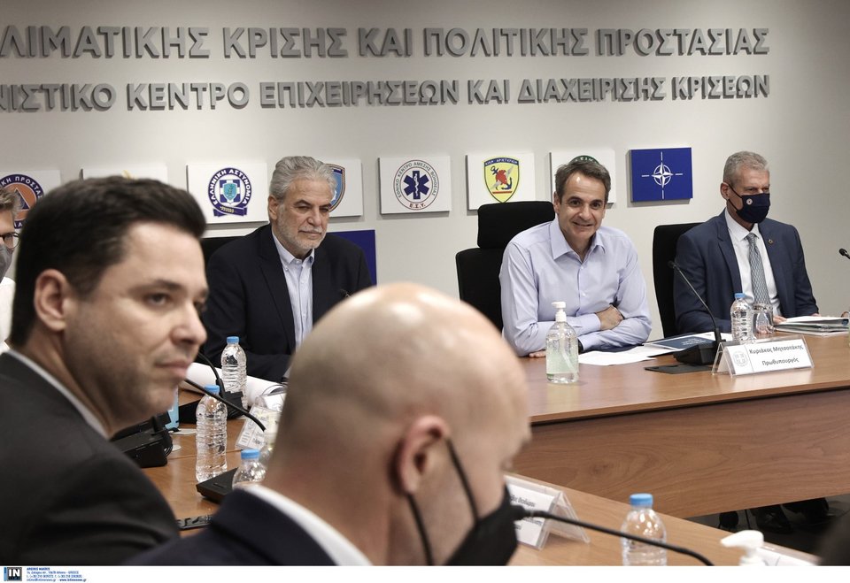 Ο Κυριάκος Μητσοτάκης στη σύσκεψη στο υπουργείο Πολιτικής Κρίσης για την αντιπυρική περίοδο / Φωτογραφία: Intimenews/ΛΙΑΚΟΣ ΓΙΑΝΝΗΣ