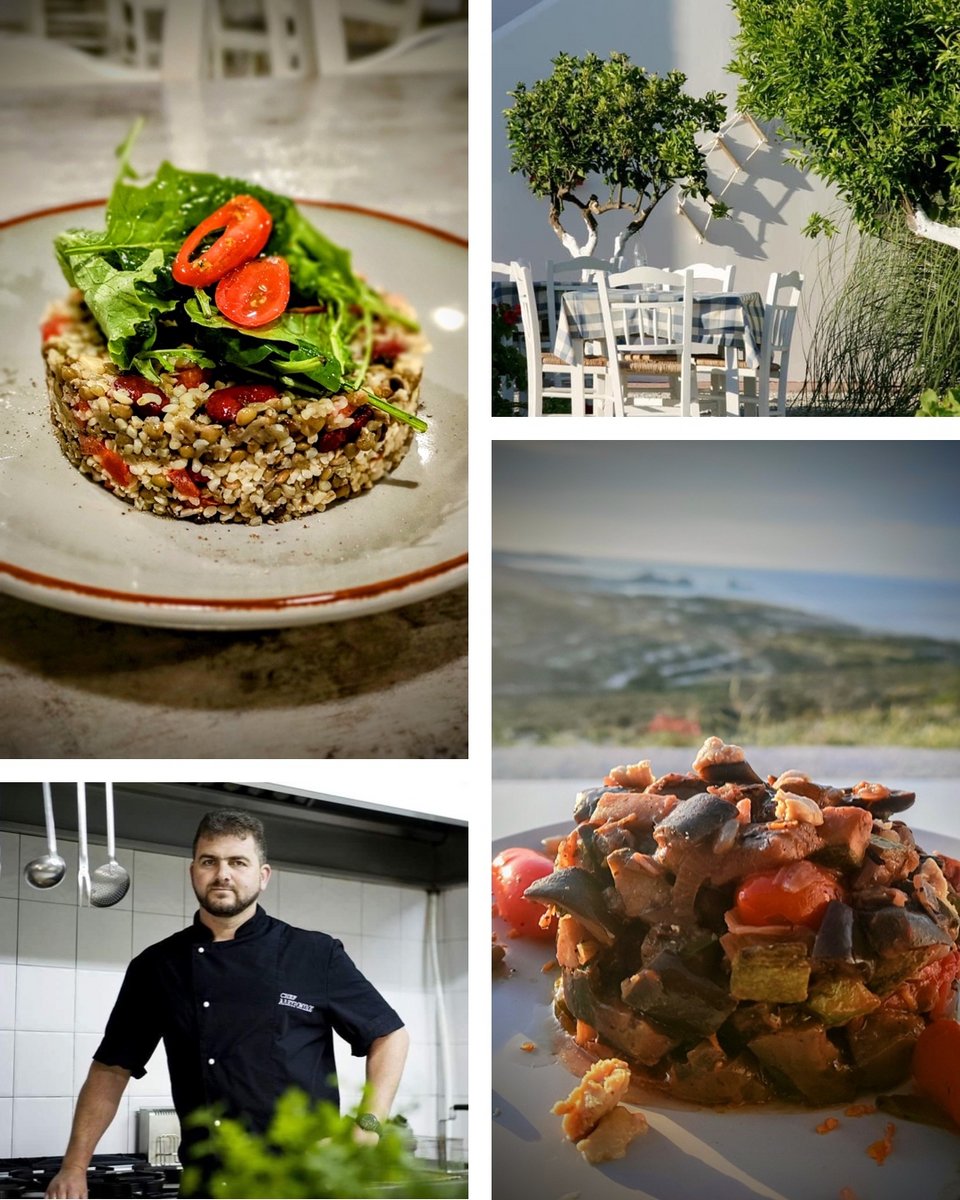 Κυκλαδίτικα πιάτα από τον Βασίλη Παπικινό στο εστιατόριο Αλευρόμυλος, το οποίο βρίσκεται στο δρόμο από Αδαμαντά προς Πολλώνιο στη Μήλο  - Φωτογραφίες: Alevromilos/Facebook 