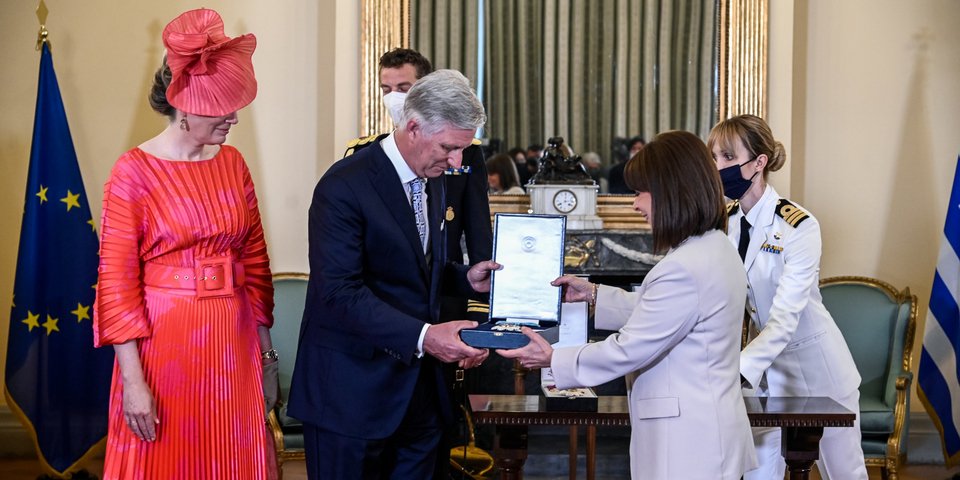 Κατά την τελετή παρασημοφόρησης του βασιλικού ζεύγους του Βελγίου / Φωτογραφία: Eurokinissi