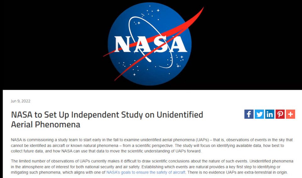 Η επίσημη ανακοίνωση της NASA για τη σύσταση της επιτροπής