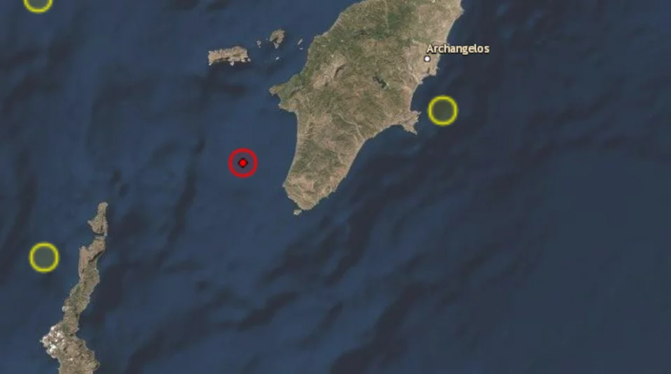 Στον κόκκινο κύκλο εντοπίζεται η εστία του σεισμού