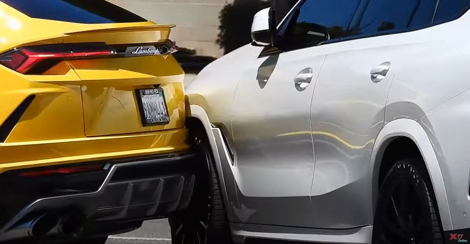 H κίτρινη Lamborghini βρήκε στο μπροστινό μέρος μια λευκή BMW