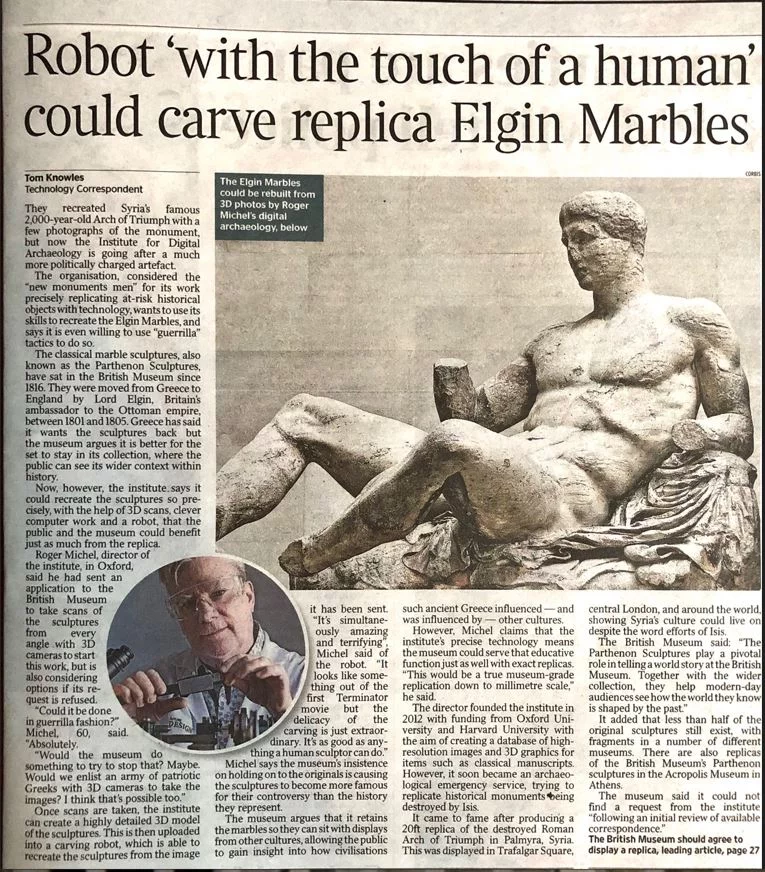 Το Ρομπότ που δημιούργησε την κεφαλή του αλόγου / Ινστιτούτο Ψηφιακής Αρχαιολογίας