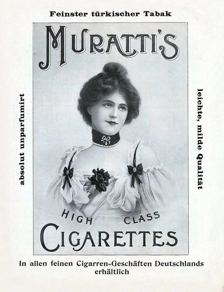 Διαφήμιση της εταιρείας Muratti τον 19ο αιώνα.  Μουράτογλου