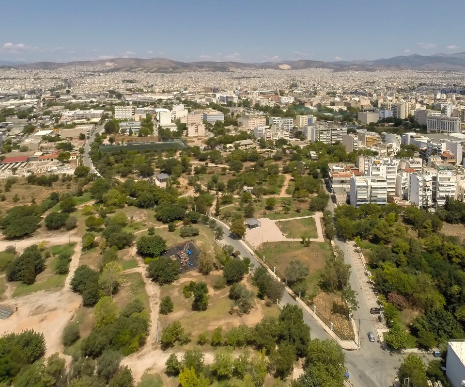 Αεροφοτογραφία της περιοχής στην Ακαδημία Πλάτωνος