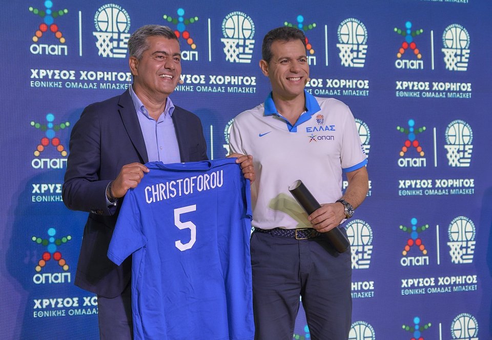 Οδυσσέας Χριστοφόρου, Αναπληρωτής Διευθύνων Σύμβουλος ΟΠΑΠ, Δημήτρης Ιτούδης, προπονητής της Εθνικής Ομάδας Μπάσκετ