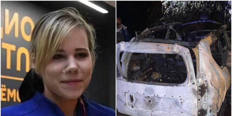 Η Ντάρια Ντούγκινα και το αυτοκίνητο στο οποίο βρέθηκε νεκρή / Φωτογραφία: Twitter / ТРУХА- NEXTA