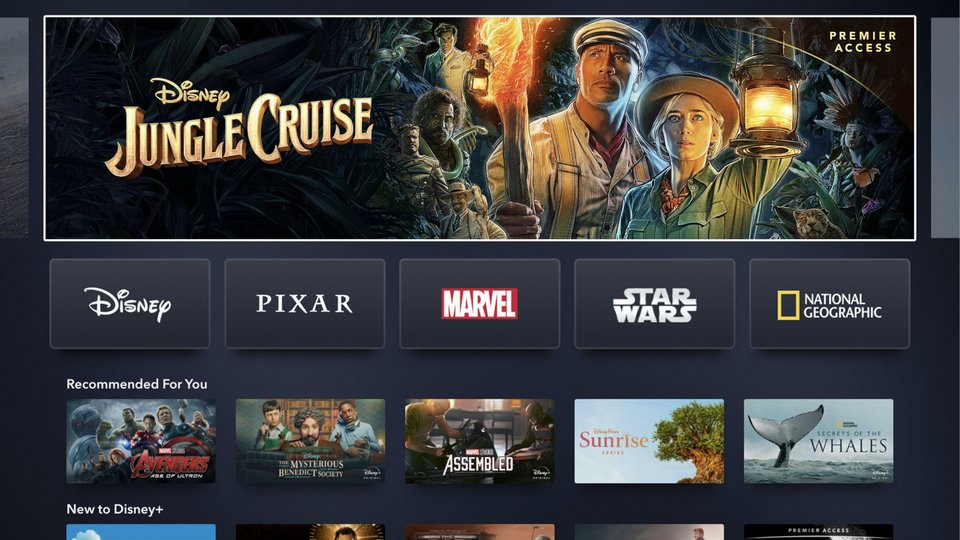 Το μενού του Disney+ σε τηλεοράσεις / Πηγή: Disney