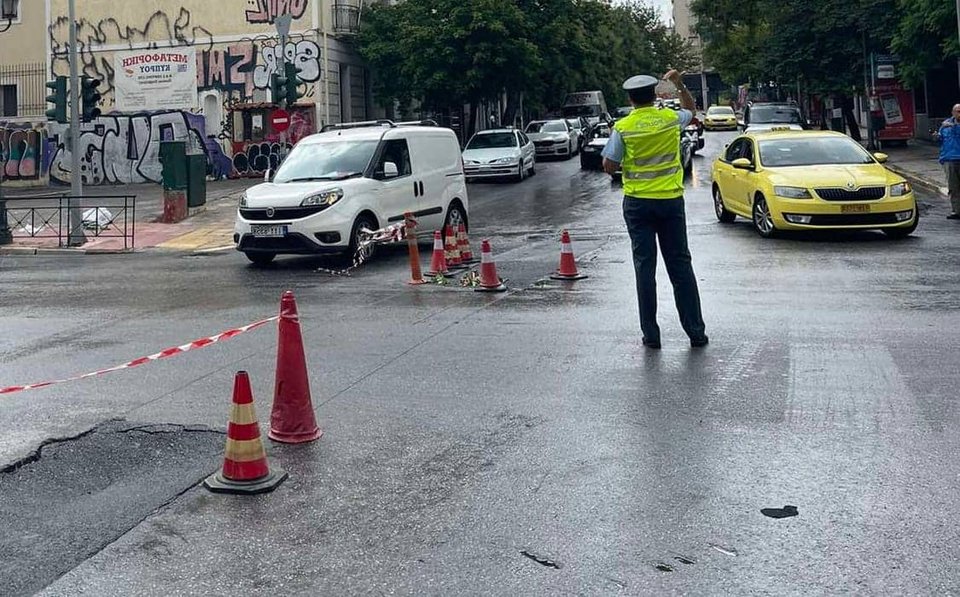 Το σημείο που σημειώθηκε η καθίζηση