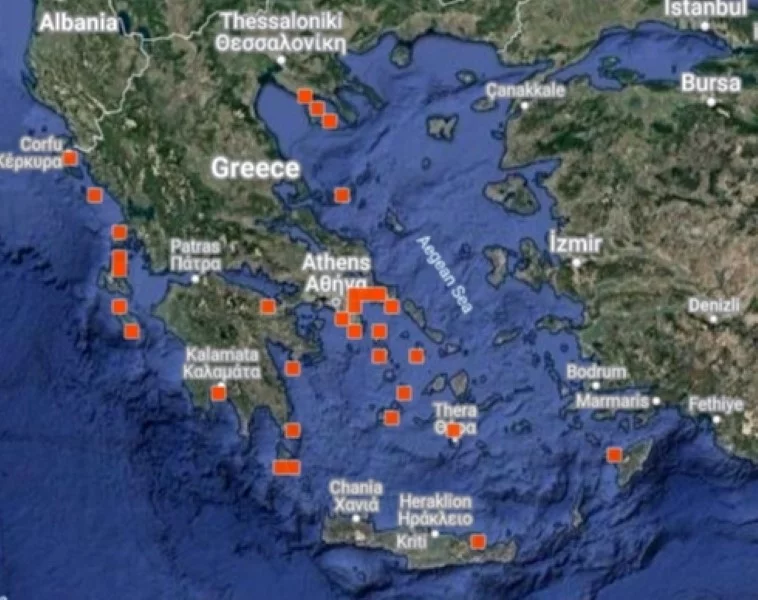  Καταγραφές Pelagia noctiluca για το τελευταίο δεκαήμερο (από 22 Ιουλίου μέχρι και 31 Ιουλίου) στην πλατφόρμα του iNaturalist. 