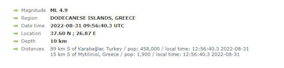 Τα στοιχεία του πρώτου σεισμού στη Σάμο