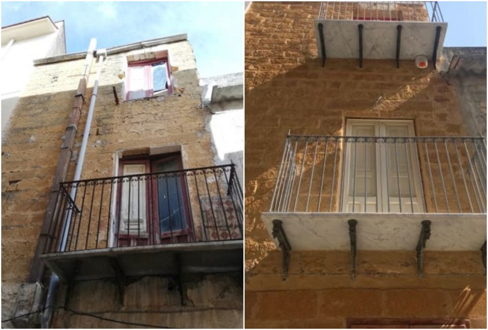 Η εξωτερική όψη του σπιτιού στην Ζαμπούκα πριν και μετά την ανακαίνιση