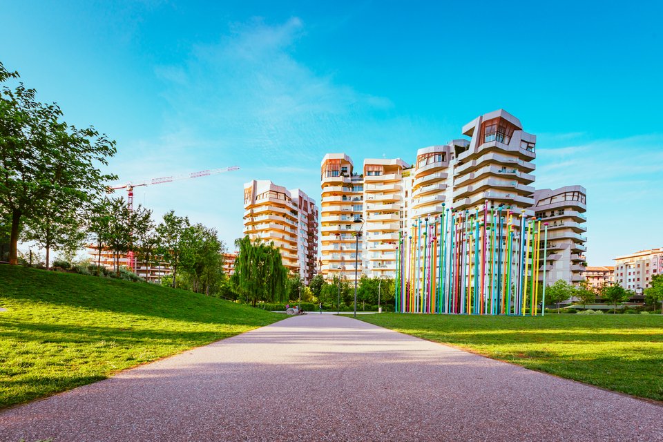 Citylife Park, Μιλάνο με διαμερίσματα στο βάθος