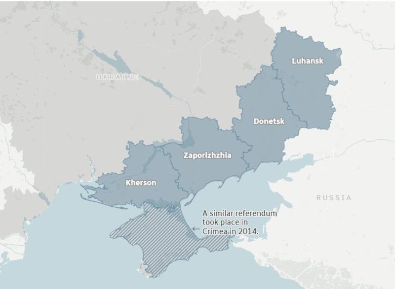 Χάρτης των περιοχών της Ουκρανίας, όπου διεξάγονται τα αποσχιστικά δημοψηφίσματα