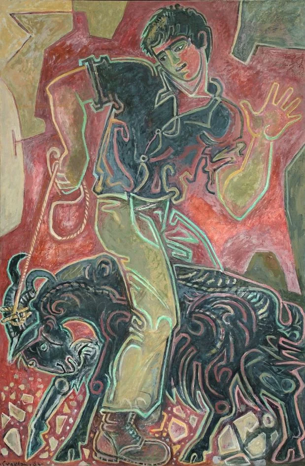 John Craxton, Βοσκός, Τέμπερα σε μουσαμά, 154 x 102 εκ. Craxton Estate