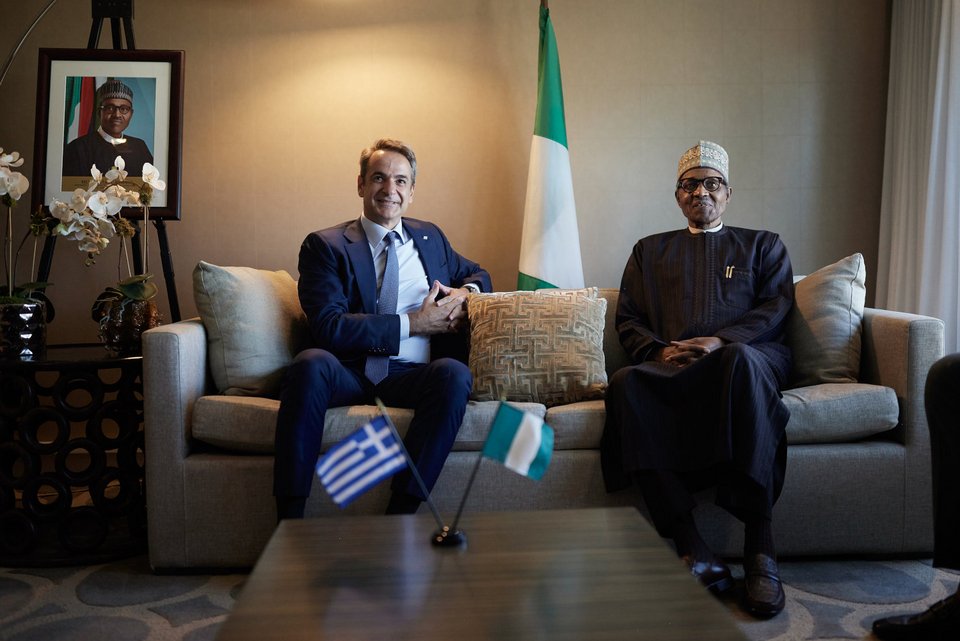 Meeting of Kyriakos Mitsotakis with the President of Nigeria / Photo: Eurokinissi