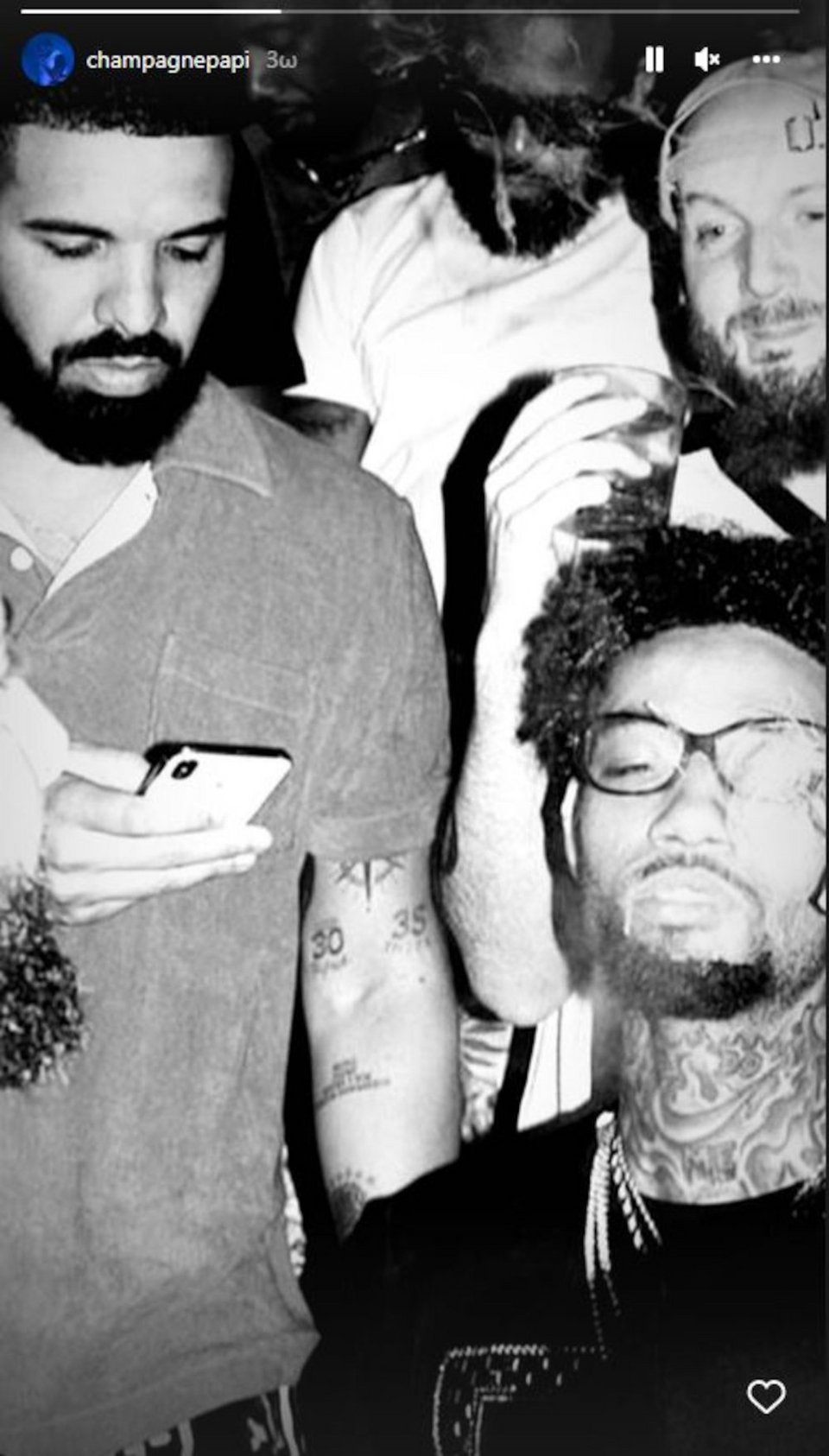 To instagram story του Drake για τον ράπερ PnB Rock / instagram