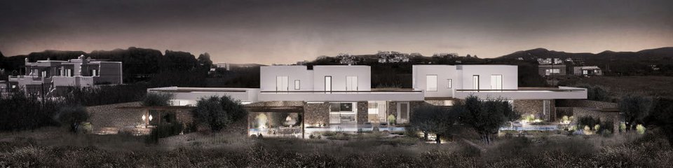 Ο σχεδιασμός ξεκίνησε από μια πολύ «καθαρή» γραμμή που φιλοξενεί τις τρεις κατοικίες. Στη συνέχεια έσπασε και περιστράφηκε κατά 20ο, προκειμένου να επιτευχθεί καλύτερη θέα προς τη θάλασσα και η μέγιστη ιδιωτικότητα μεταξύ τους.