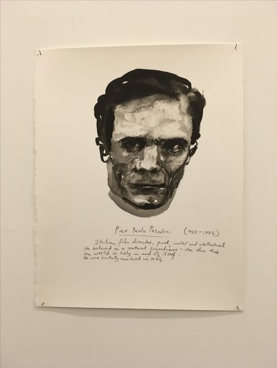 Ενα από τα σκίτσα του Παζολίνι από τη Marlene Dumas, στην έκθεσή της στο Palazzo Grassi της Βενετίας