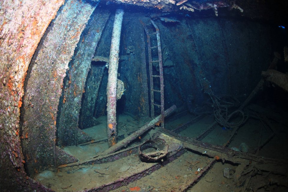 Ο «Αφρικανός Μαρκήσιος». Εσωτερική εικόνα από την πρύμνη του ναυαγίου / Φωτογραφία ΑΠΕ-ΜΠΕ