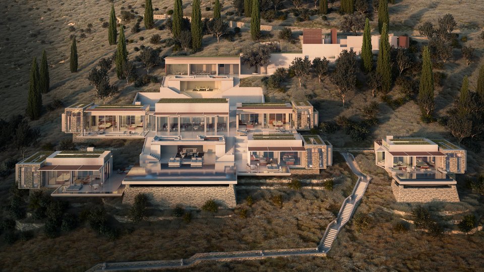 Κάθε βίλα θα είναι αυτόνομη, διαθέτοντας δική της εντυπωσιακή πισίνα και μίνιμαλ χώρους με μεγάλα κρυστάλλινα ανοίγματα που χαρίζουν μοναδική θέα στο Αιγαίο.