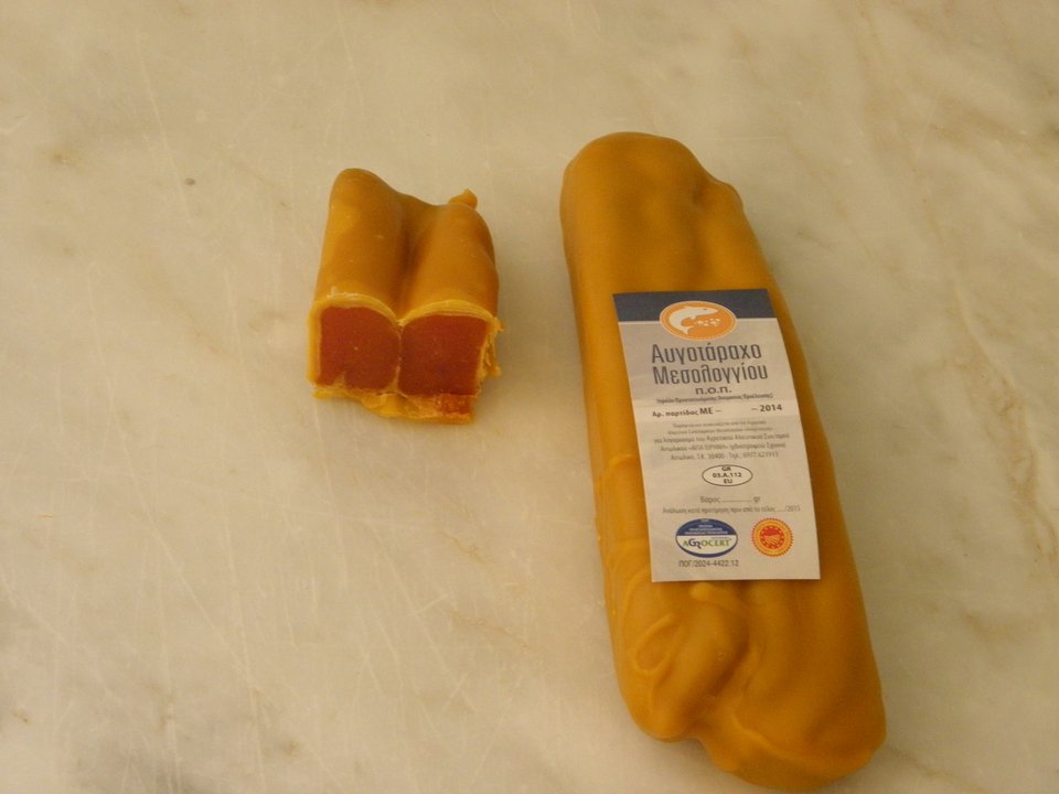 Έτσι είναι το αυγοτάραχο Μεσολογγίου στο τέλος της διαδικασίας: έτοιμο για κατανάλωση. 