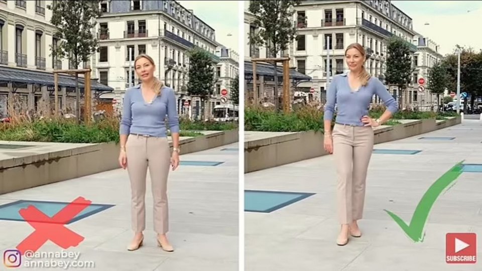 Η προπονήτρια κομψότητας είπε ότι ένα άτομο μπορεί να φαίνεται «ψηλότερο και πιο λεπτό» τοποθετώντας το ένα πόδι μπροστά του 