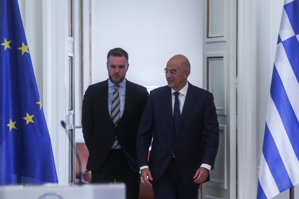 Ο Νίκος Δένδιας με τον Λιθουανό ΥΠΕΞ, Γκαμπριέλιους Λαντσμπέργκ / EUROKINISSI