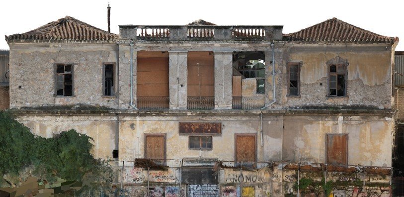 Άποψη του κτιρίου του Ελληνικού Ωδείου στην οδό Φειδίου πριν την τμηματική κατάρρευση της στέγης