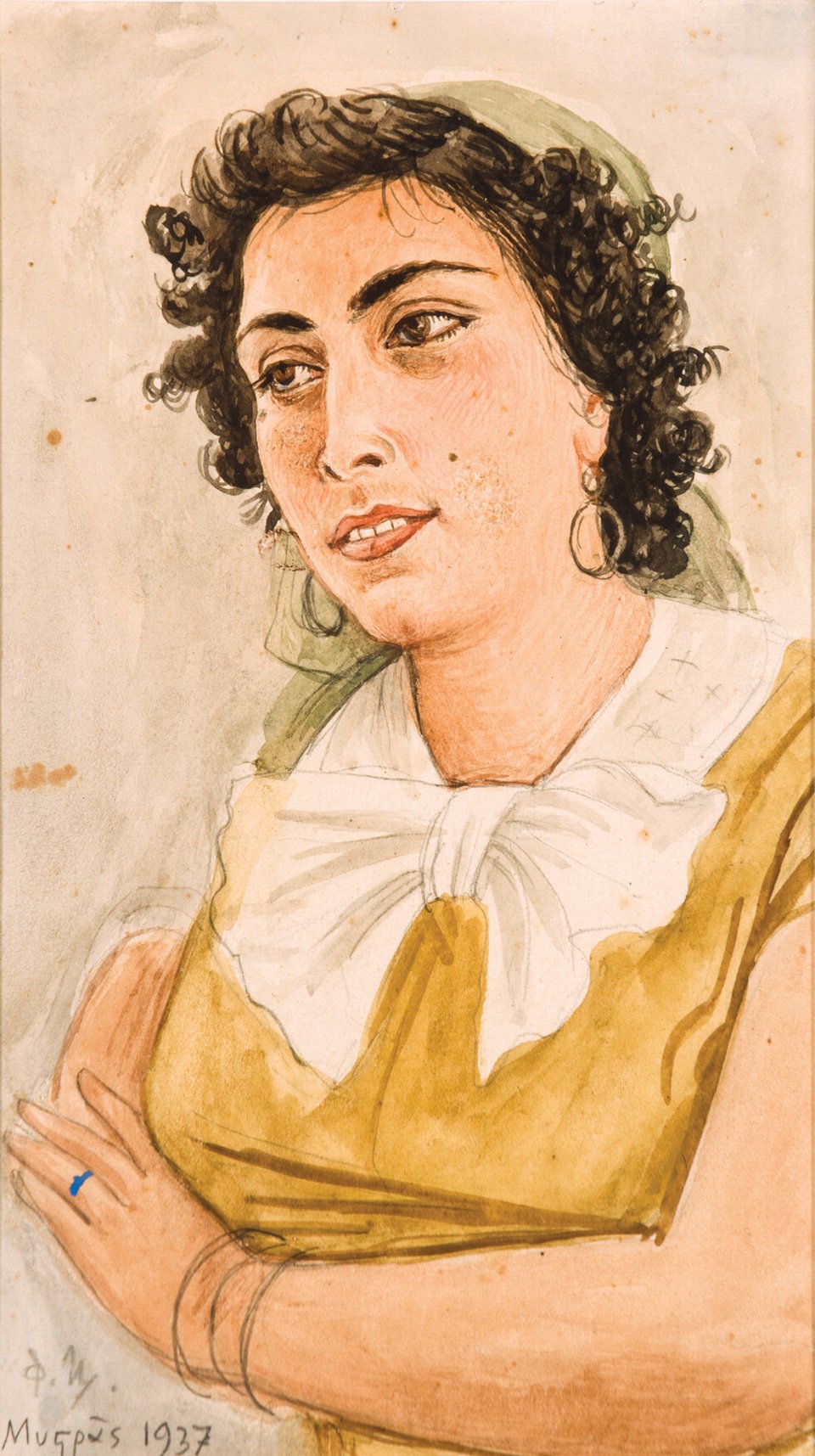 Φώτης Κόντογλου (1895-1965), «Μαρία Κόντογλου», 1937. Υδατογραφία, 20,7 × 12 εκ. Ιδιωτική συλλογή