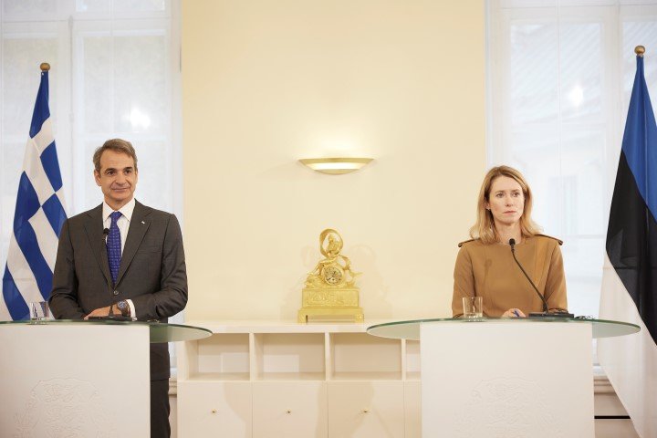 Η κοινή συνέντευξη Τύπου που παραχώρησαν Κυριάκος Μητσοτάκης και Κάγια Κάλας / Φωτογραφία: ΓτΠ / Δημήτρης Παπαμήτσος