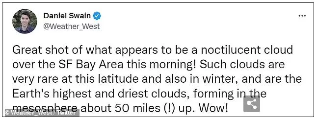 Ο κλιματολόγος Daniel Swain του UCLA αποκάλεσε τα νυχτερινά σύννεφα &quot;πολύ σπάνια&quot; 