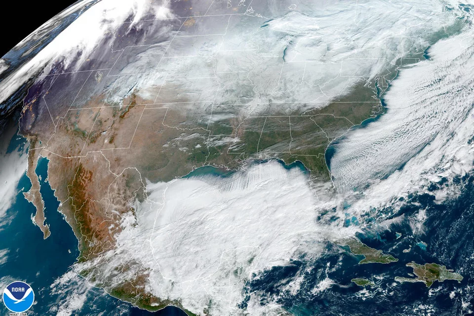 Εικόνα της χιονοθύελλας στις ΗΠΑ από δορυφόρο