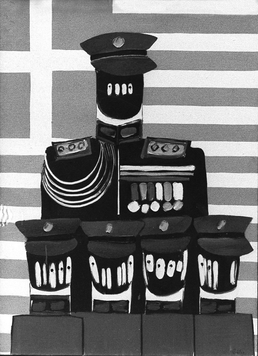 Οι Γέροι και οι Νέοι, 1967, λάδι σε μουσαμά, 100 x 81 εκ., Συλλογή Ειρήνης Παναγοπούλου