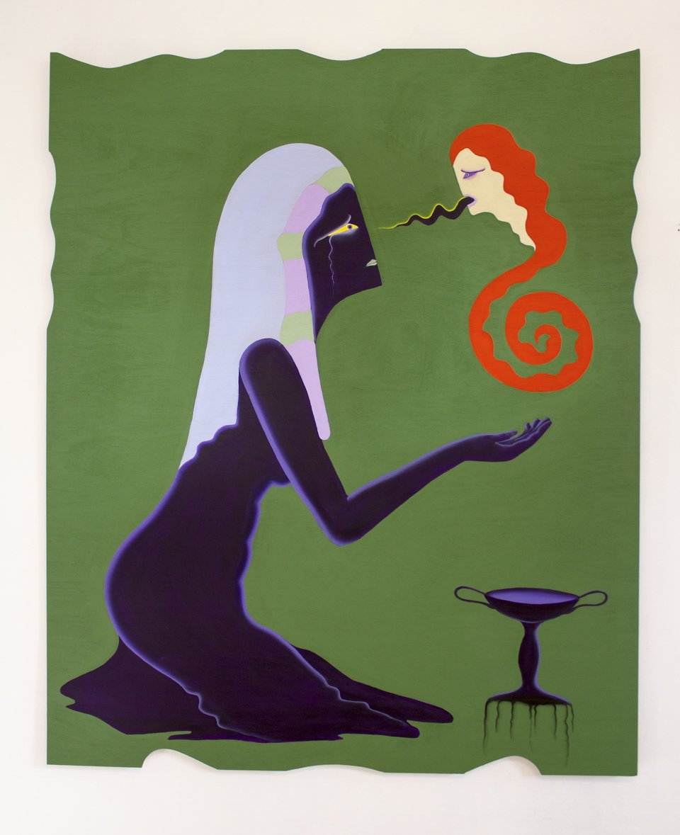 Lysandre BegijnUraeustongue, 2022Acrylic on wood, 100 x 122 cm