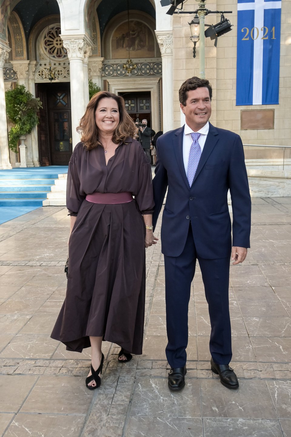 Η Αλεξία με τον σύζυγό της στον γάμο του αδελφού της, Φίλιππου / Φωτογραφία: Eurokinissi