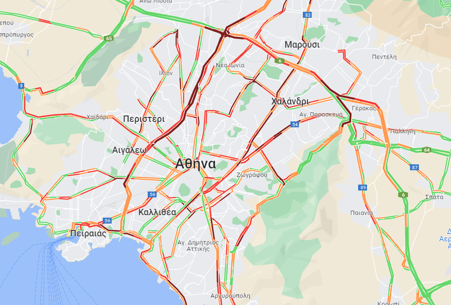 Η κίνηση στους δρόμους στις 09:00 το πρωί