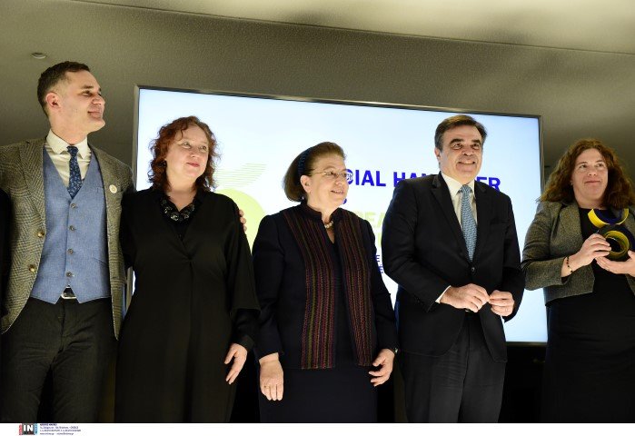 Λίνα Μενδώνη και Μαργαρίτης Σχοινάς στην εκδήλωση -Φωτογραφία: Intimenews/ΓΕΩΡΓΙΟΥ ΝΙΚΟΛΑΣ