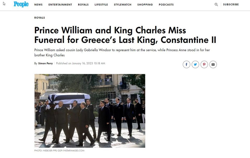 Κηδεία τέως βασιλιά Κωνσταντίνου: Τι έγραψαν τα διεθνή μέσα ενημέρωσης