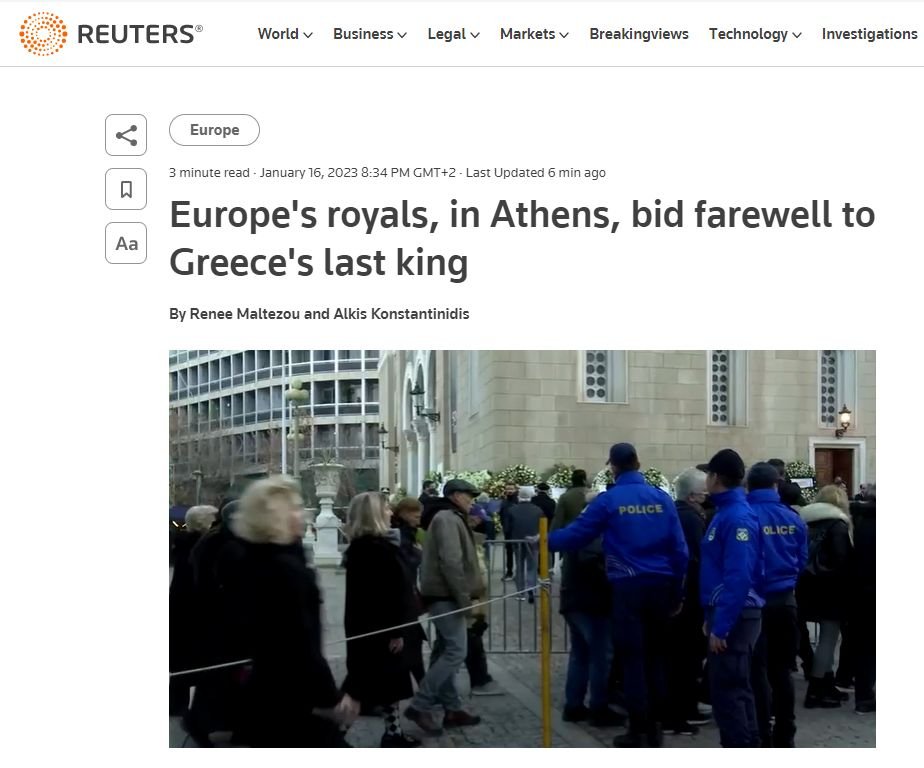 Κηδεία τέως βασιλιά Κωνσταντίνου: Τι έγραψαν τα διεθνή μέσα ενημέρωσης