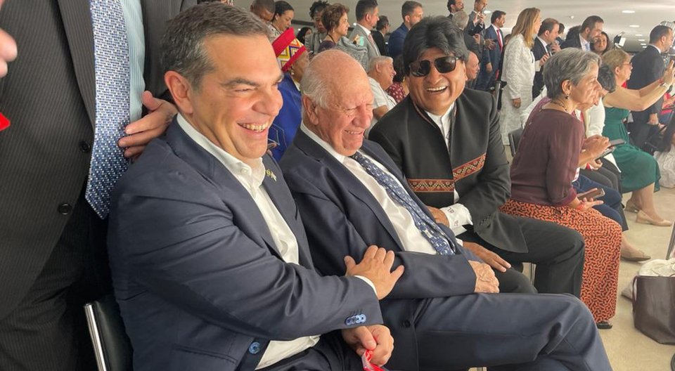 Από αριστερά προς δεξιά: Αλέξης Τσίπρας, Ρικάρντο Λάγκος και Έβο Μοράλες/ Φωτογραφία: ΓΡ. ΤΥΠΟΥ ΣΥΡΙΖΑ / EUROKINISSI