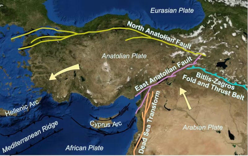 Τα ρήγματα στην περιοχή της Τουρκίας