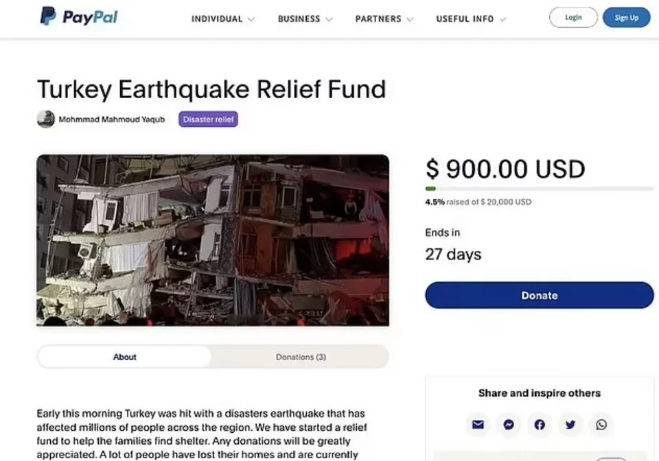 Απατεώνες ζητούν δωρεές μέσω PayPal για τους σεισμόπληκτους σε Τουρκία και Συρία