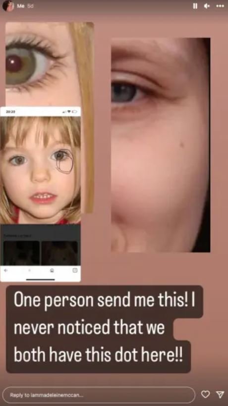 Η Faustyna ισχυρίζεται ότι έχει την ίδια κηλίδα στη δεξιά της ίριδα με την McCann 