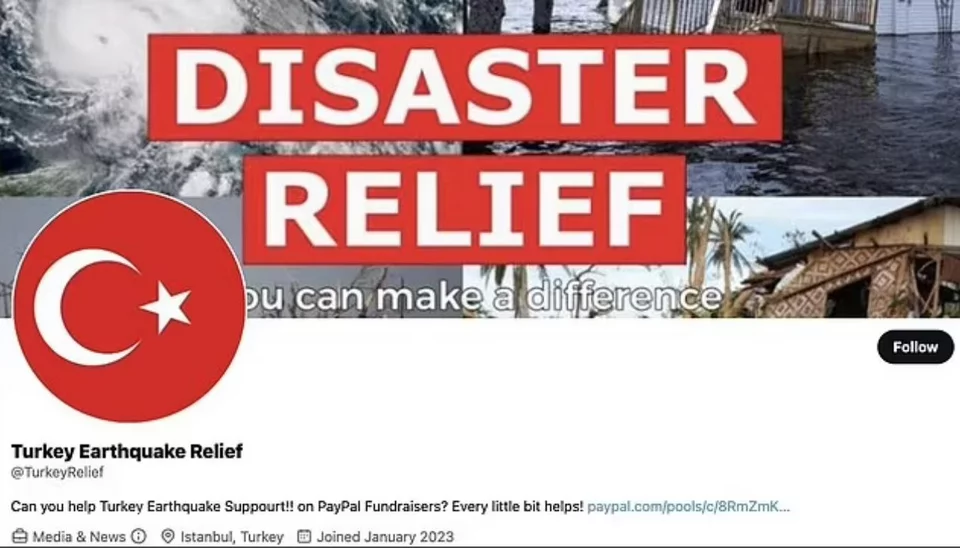 Σελίδες που ζητούν χρήματα από ανυποψίαστους χρήστες για δωρεές για τους σεισμόπληκτους στην Τουρκία / Daily Mail