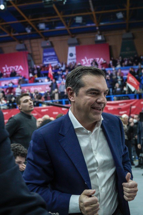 Ο Αλέξης Τσίπρας κατά την ομιλία του στο Περιστέρι / Φωτογραφία: Nick Paleologos / SOOC