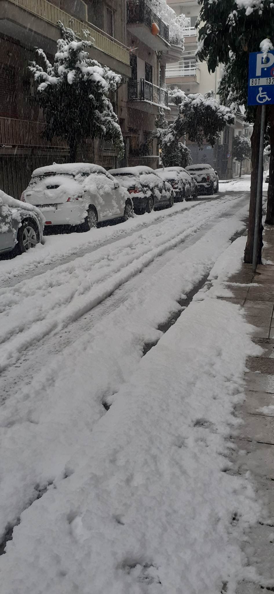 Χιόνισε μέχρι και στην παραλία του Βόλου