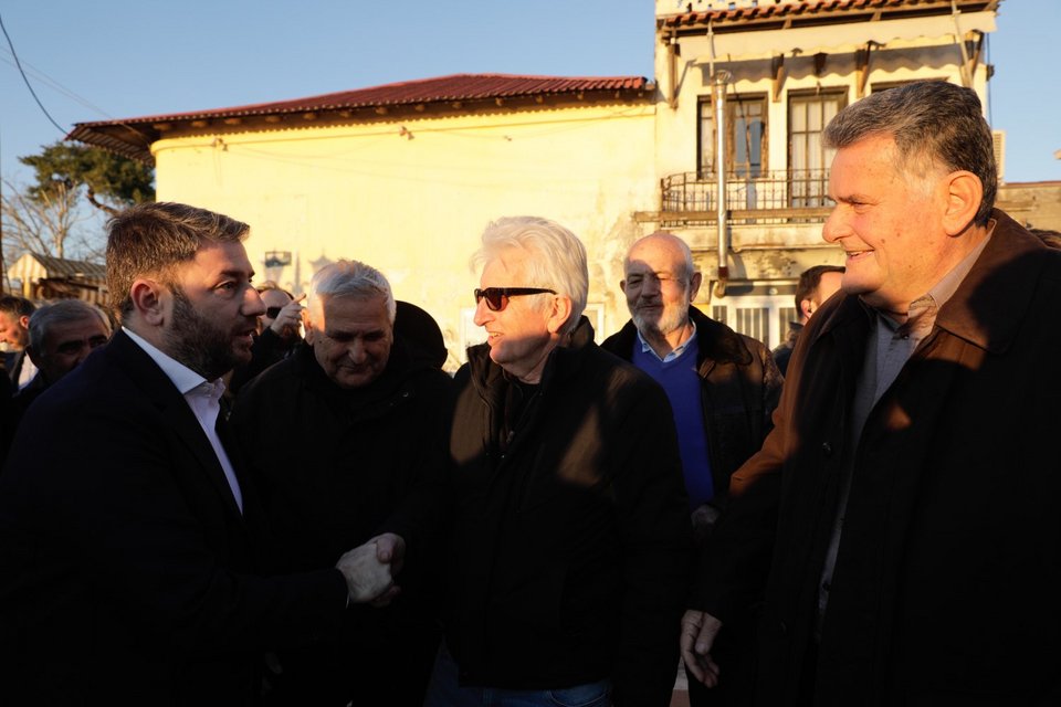 Ο πρόεδρος του ΠΑΣΟΚ Νίκος Ανδρουλάκης σε προεκλογική ομιλία στη Νέα Μηχανιώνα / Φωτογραφία: Sooc - Konstantinos Tsakalidis