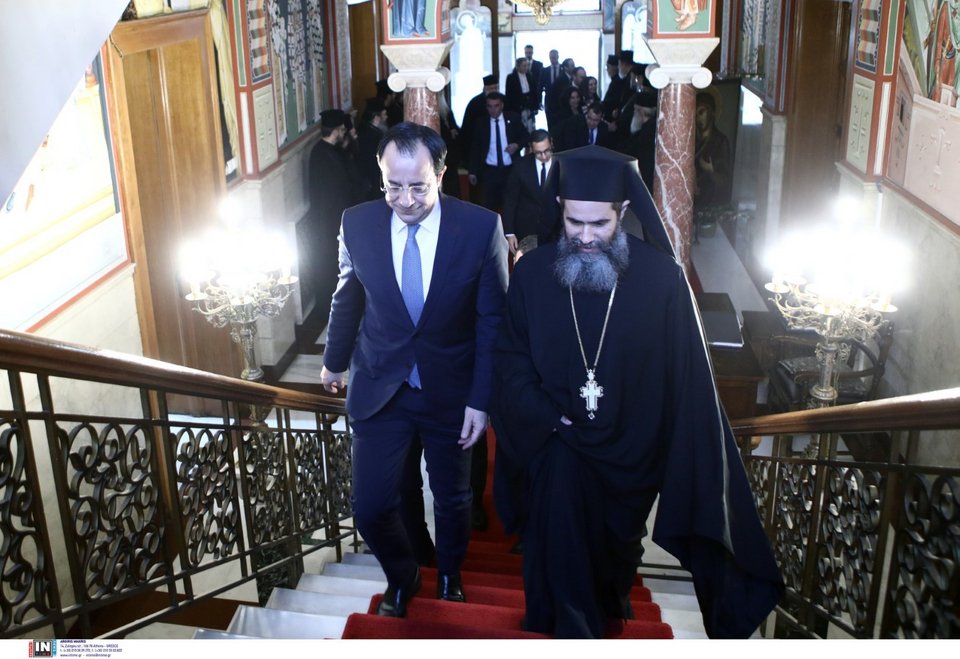 Ο πρόεδρος της Κυπριακής Δημοκρατίας Νίκος Χριστοδουλίδης σε συνάντηση με τον Αρχιεπίσκοπο Ιερώνυμο / Φωτογραφία: Intime - ΠΕΡΙΣΤΕΡΗΣ ΔΗΜΗΤΡΗΣ